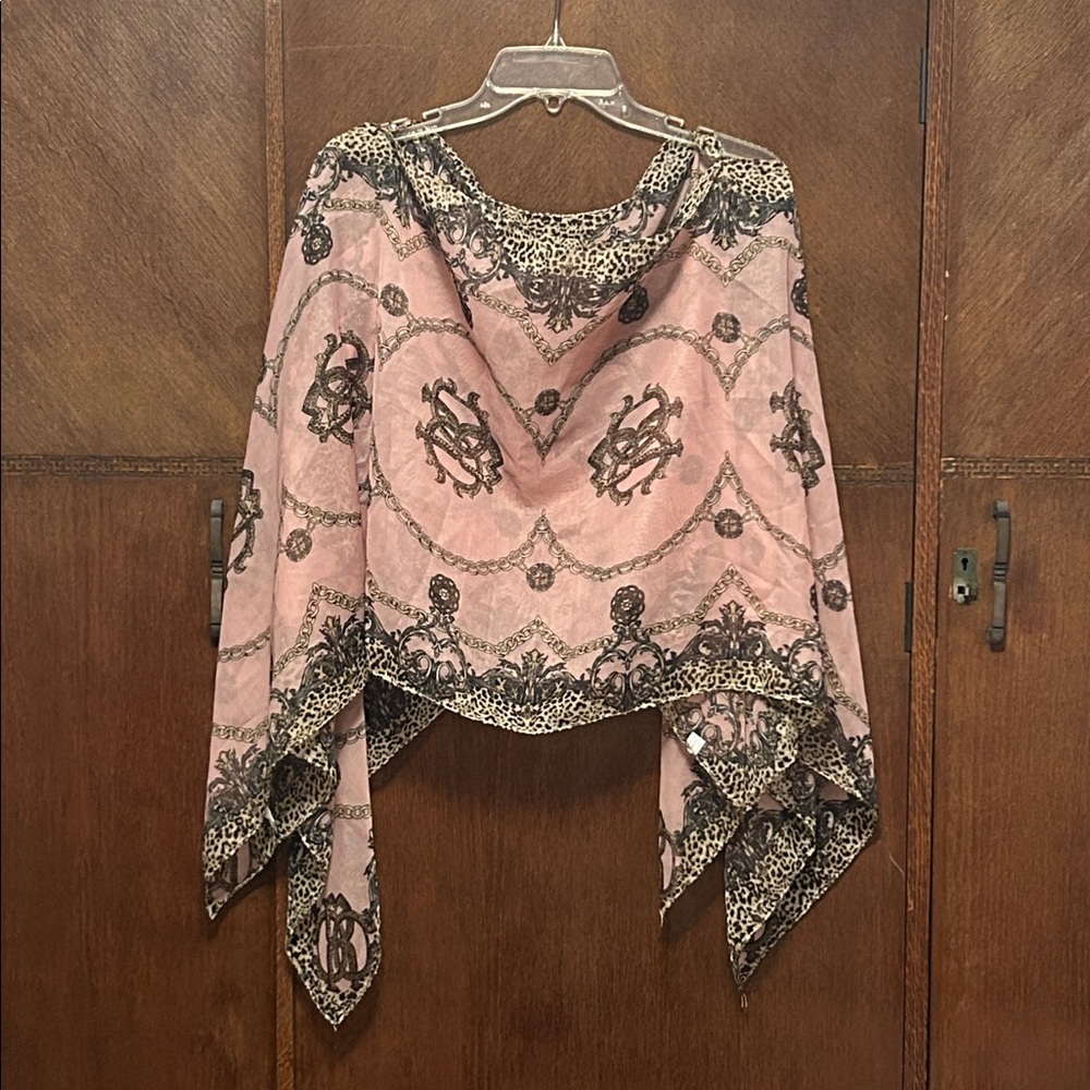Elegant leopard Patterned sheer crop top wrap one size